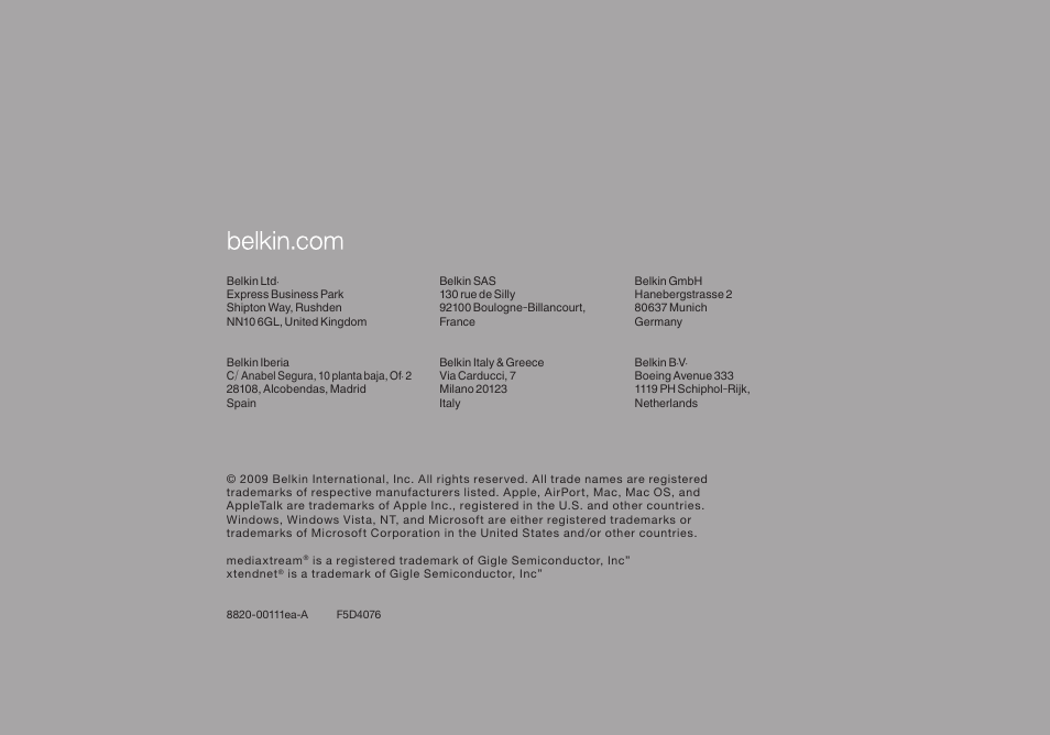 Belkin F5D4076 User Manual | Page 14 / 14