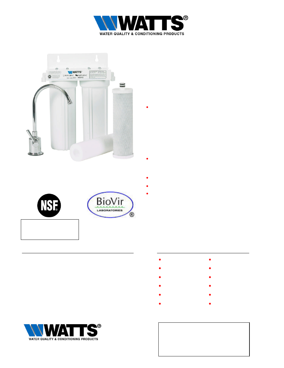 Watts WP2-BVC User Manual | 1 page