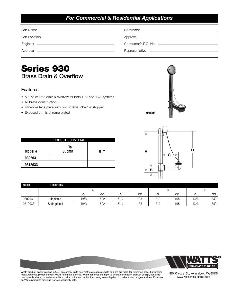 Watts 931 2033 User Manual | 1 page