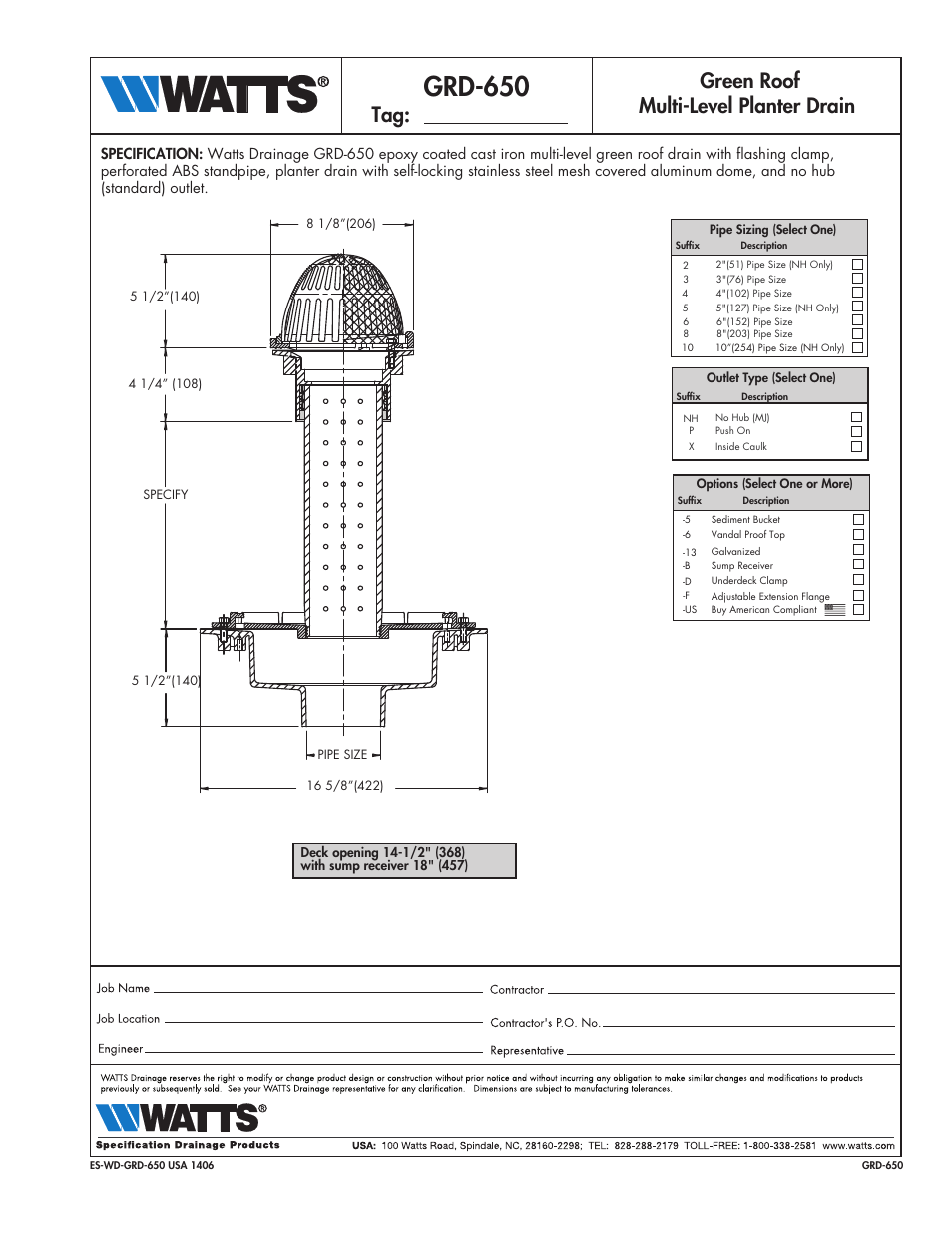 Watts GRD-650 User Manual | 1 page