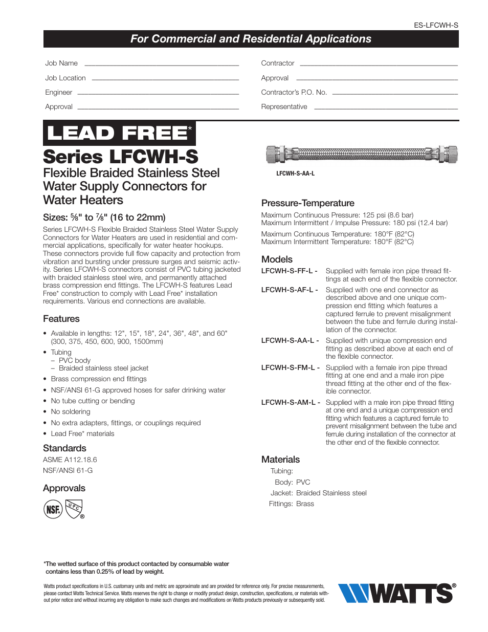 Watts LFCWH-S User Manual | 2 pages