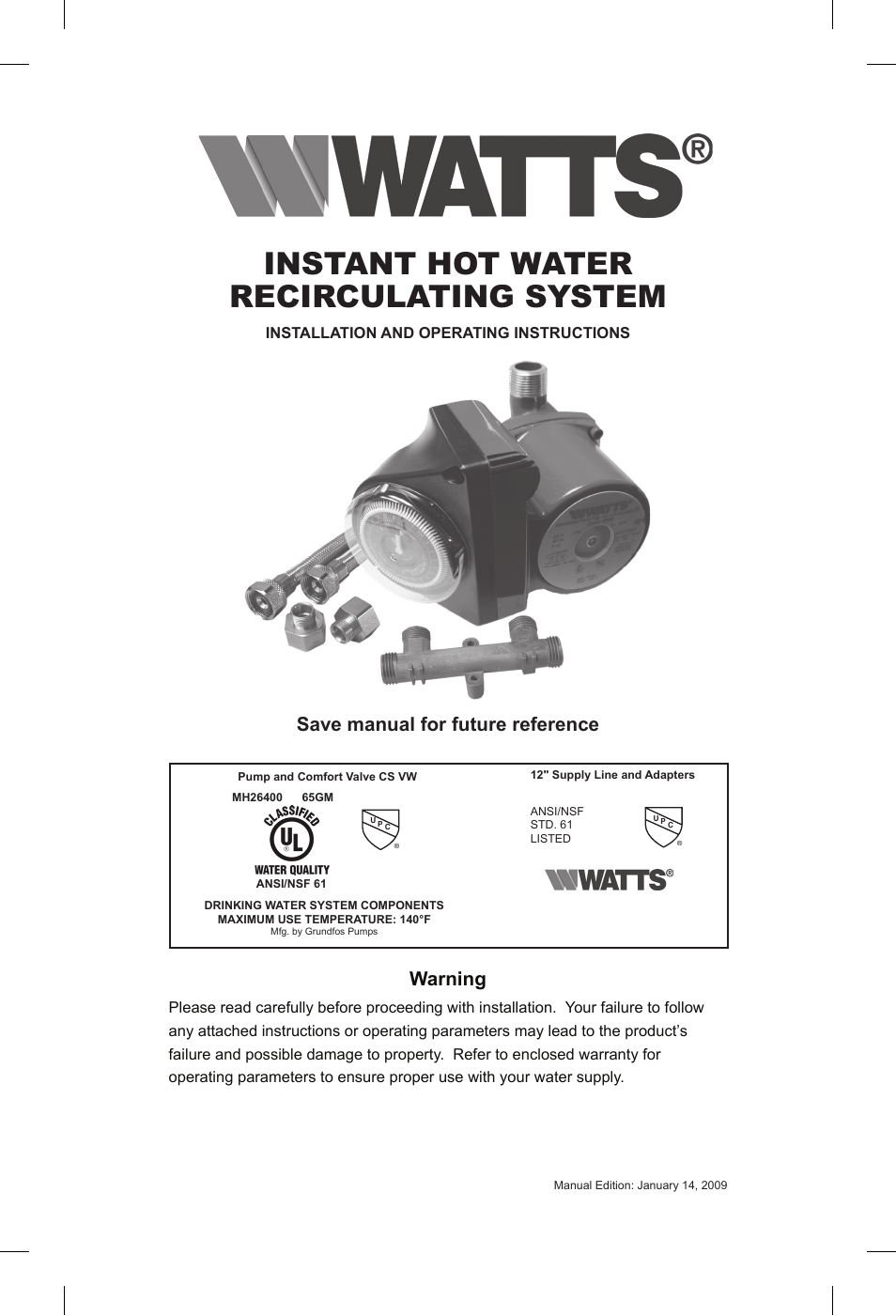 Watts 596816 User Manual | 8 pages