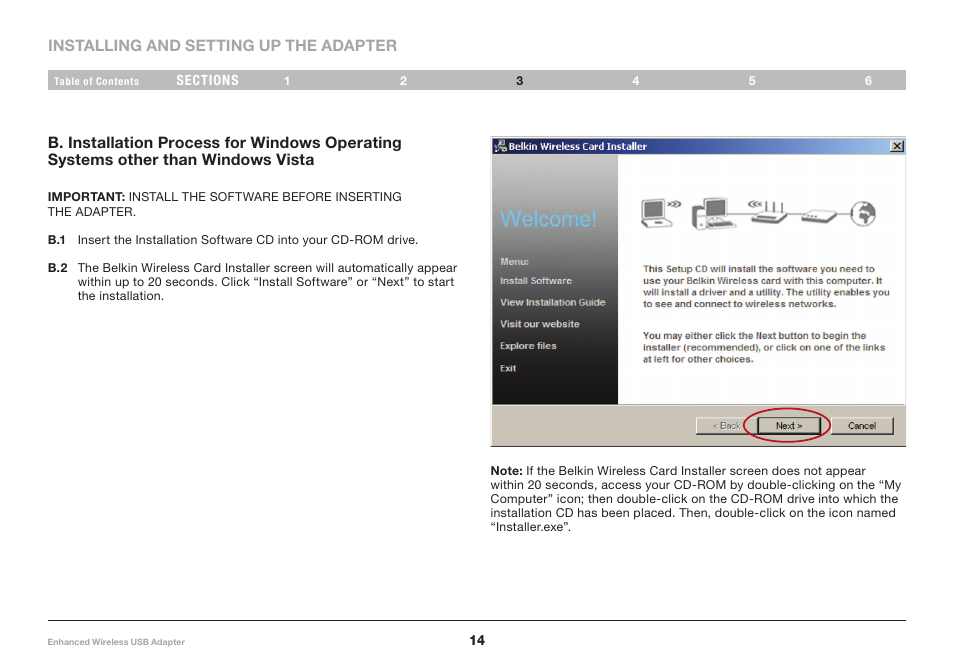 Belkin Enhanced Wireless USB Adapter 8820-00050ea F6D4050 User Manual | Page 16 / 43