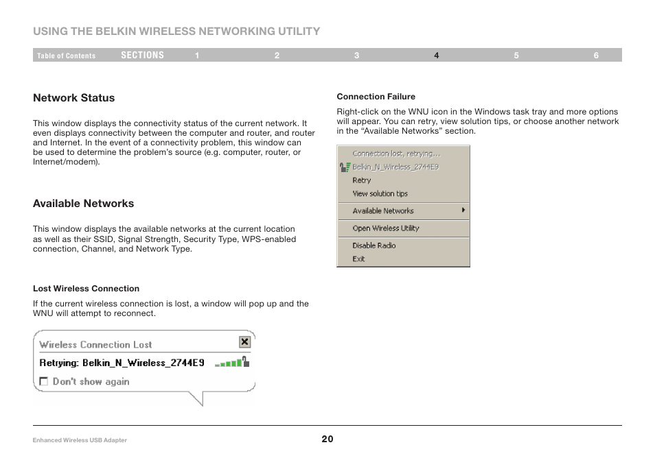 Belkin Enhanced Wireless USB Adapter 8820-00050ea F6D4050 User Manual | Page 22 / 43