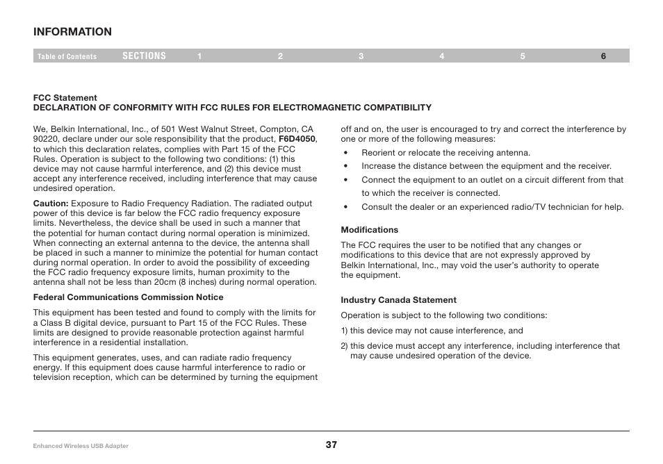 Belkin Enhanced Wireless USB Adapter 8820-00050ea F6D4050 User Manual | Page 39 / 43