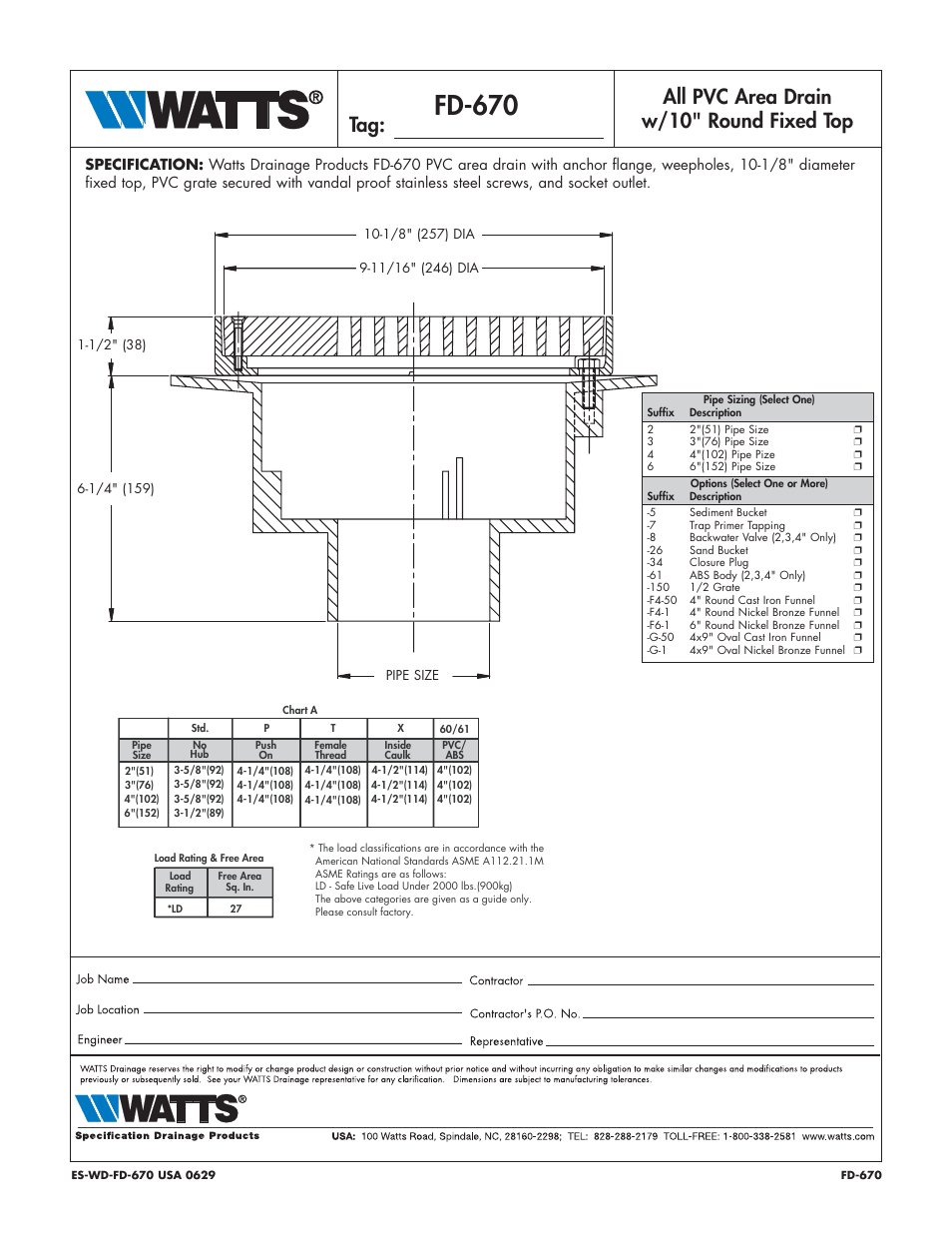 Watts FD-670 User Manual | 1 page