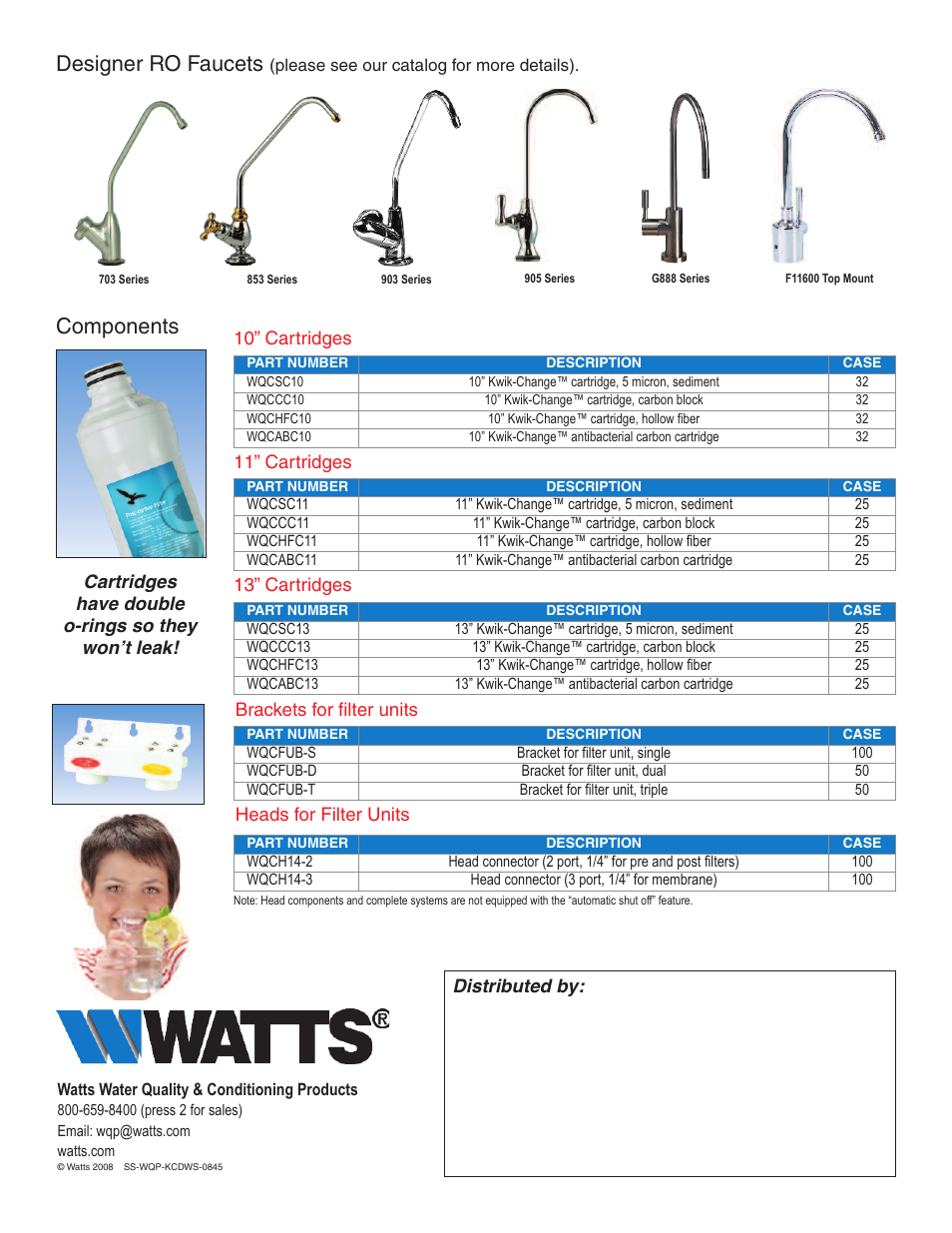 Designer ro faucets, Components | Watts WQCFU-T User Manual | Page 2 / 2