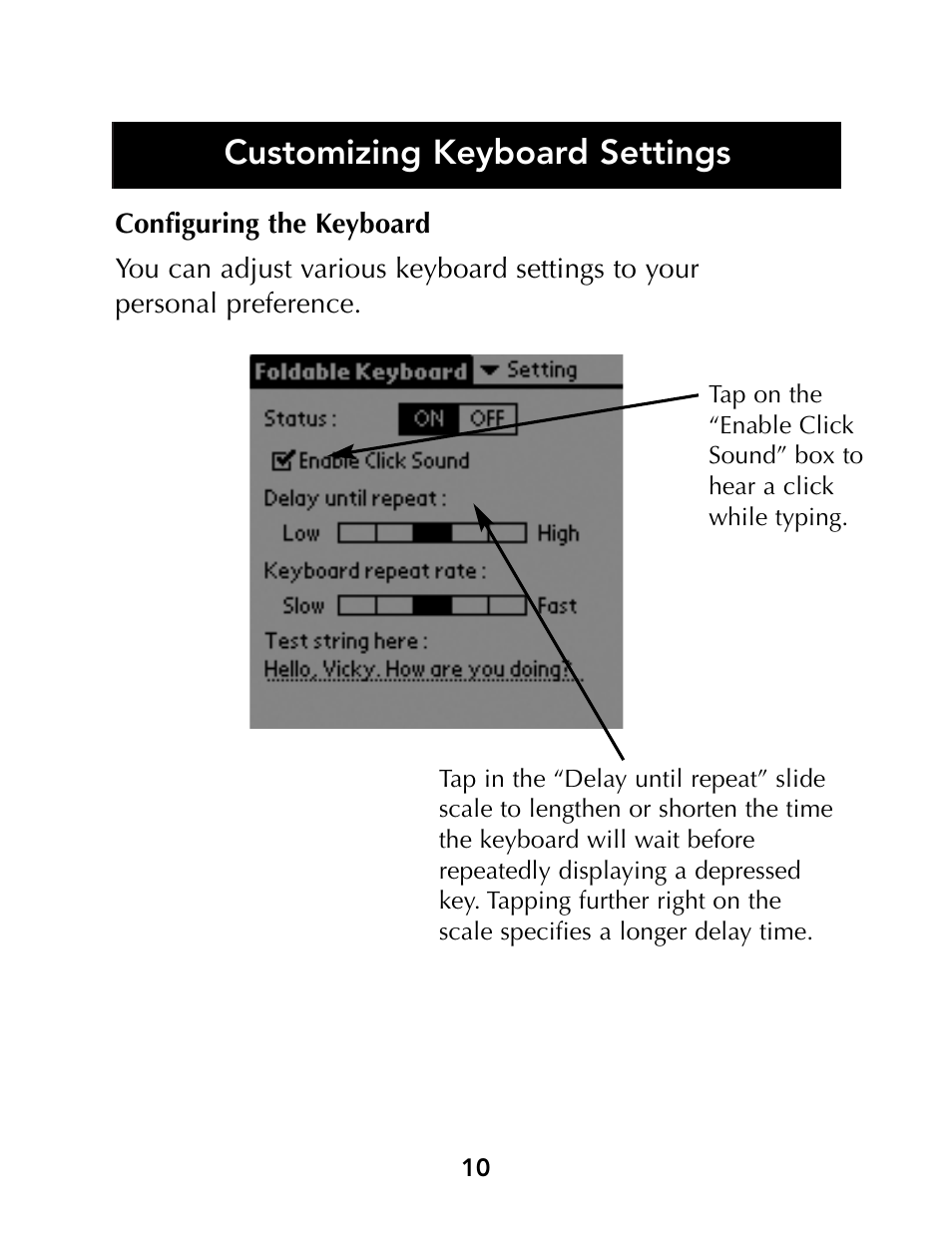 Customizing keyboard settings | Belkin Portable PDA Keyboard G700 Series User Manual | Page 12 / 19