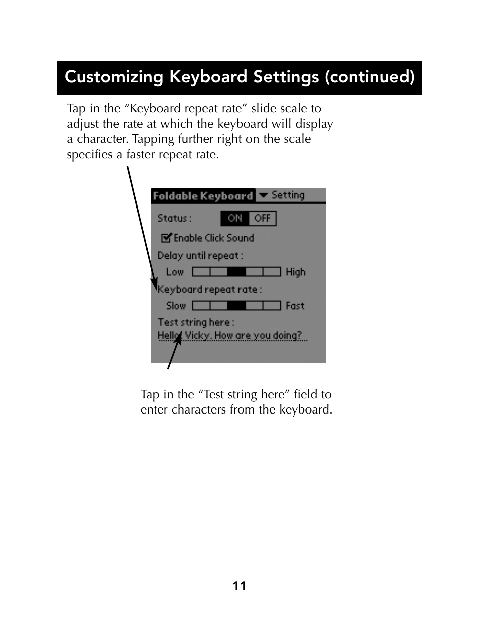 Customizing keyboard settings (continued) | Belkin Portable PDA Keyboard G700 Series User Manual | Page 13 / 19
