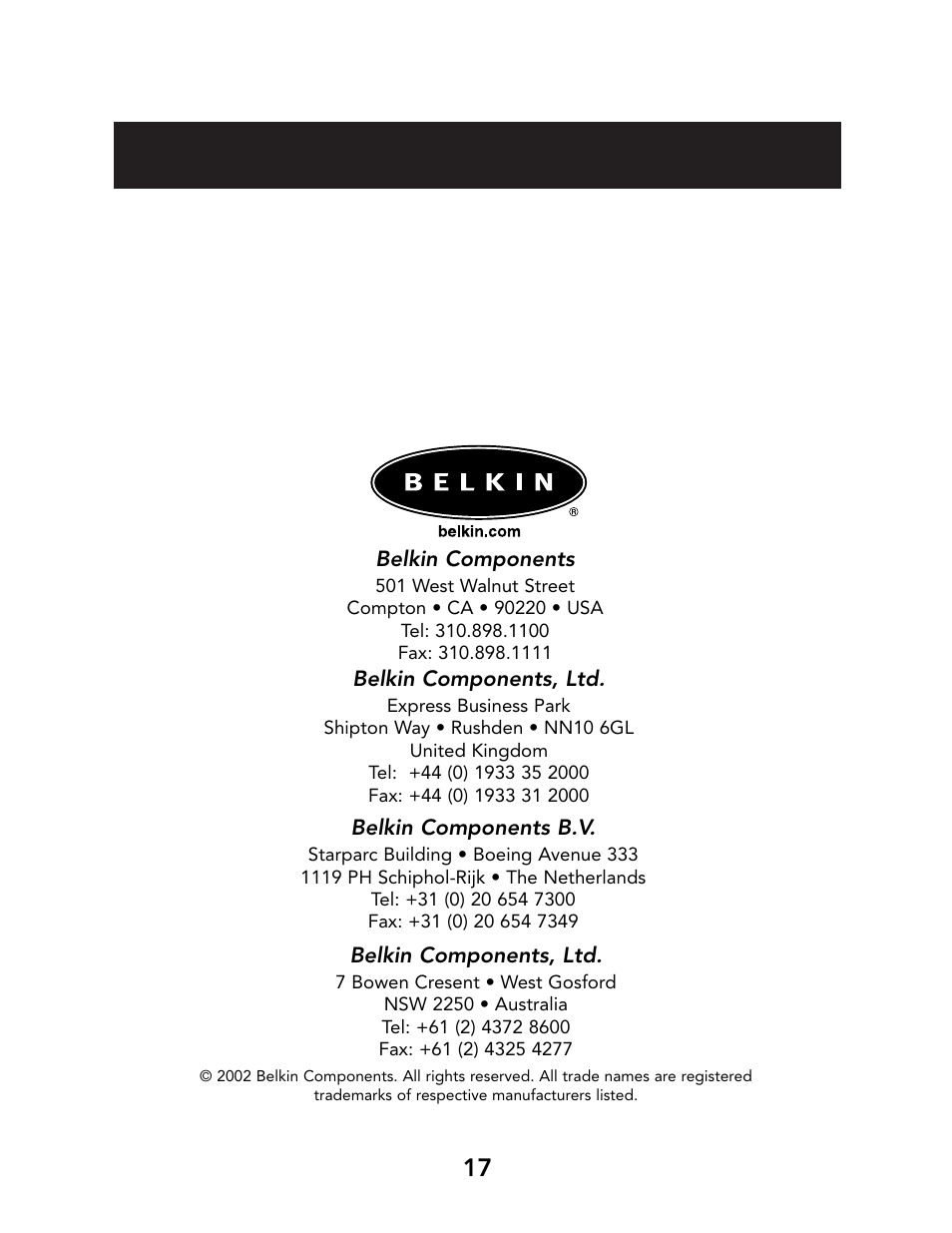 Belkin Portable PDA Keyboard G700 Series User Manual | Page 19 / 19