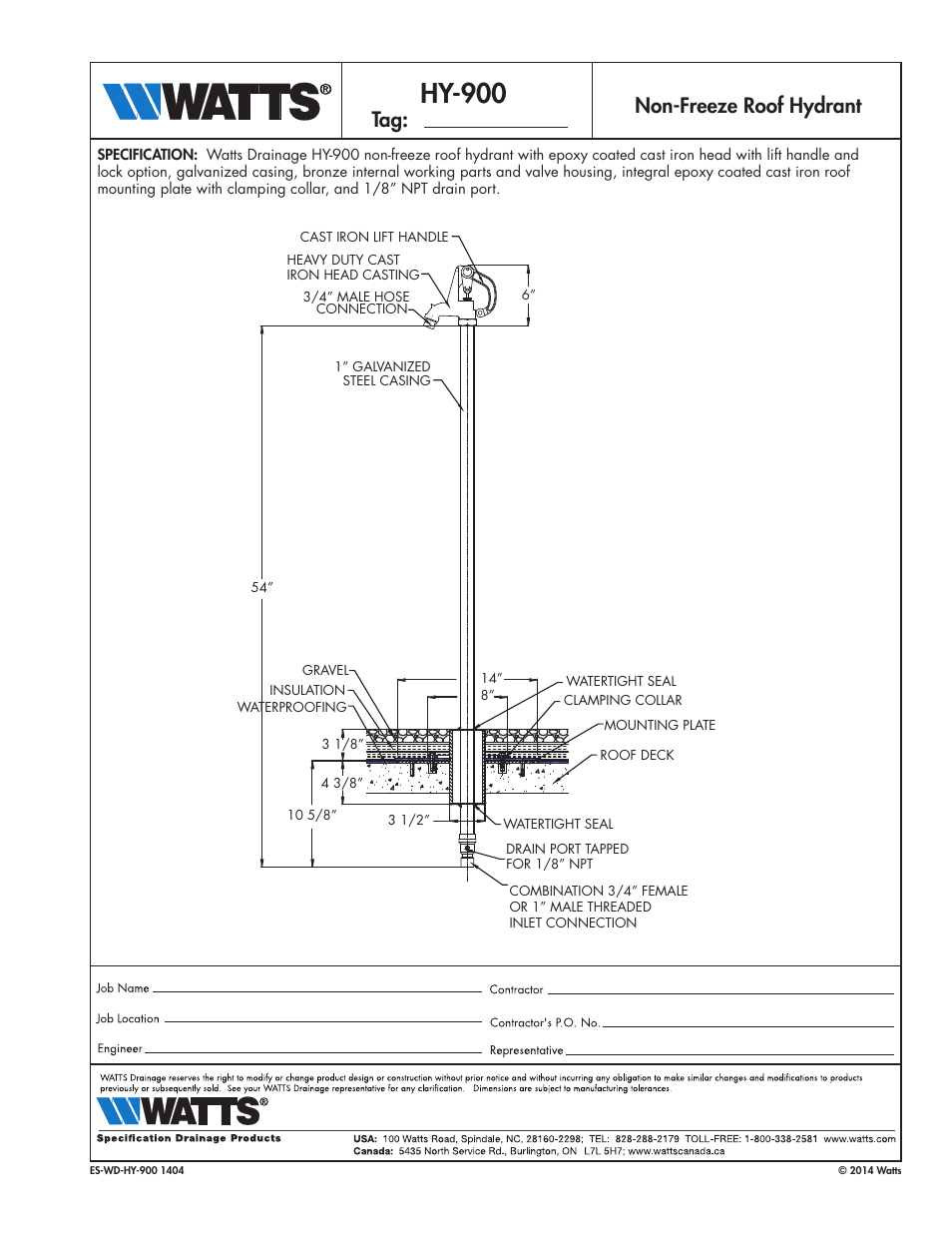 Watts HY-900 User Manual | 1 page