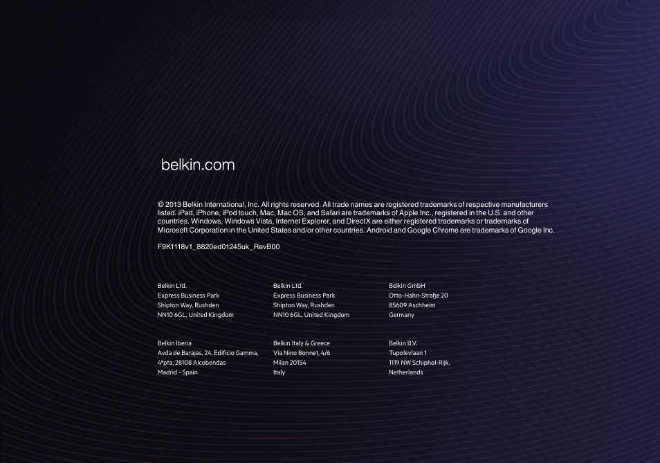 Belkin AC1800 User Manual | Page 62 / 62