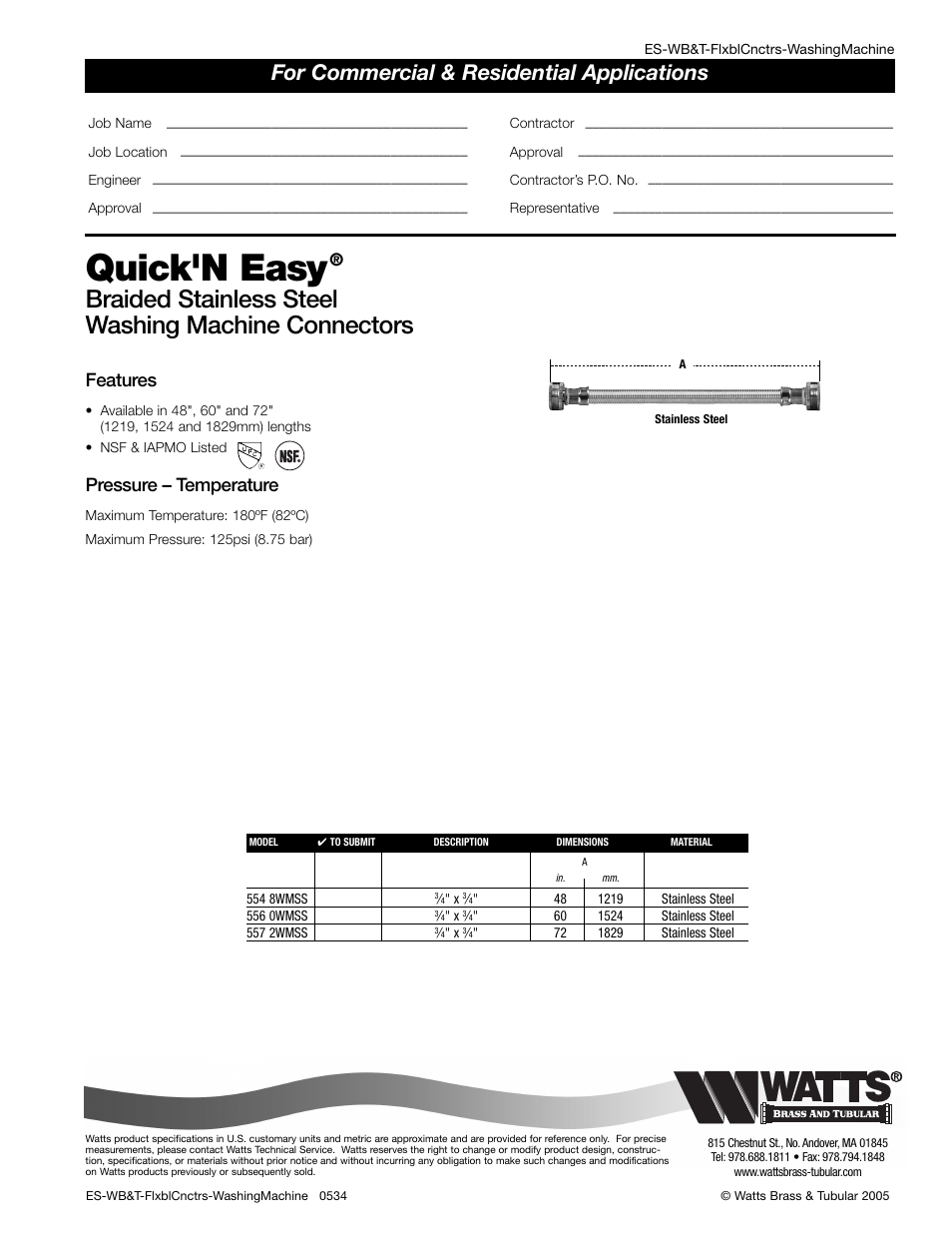 Watts 557 2WMSS User Manual | 1 page