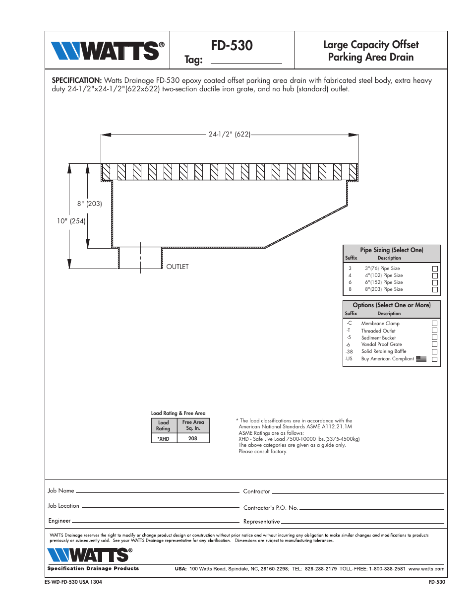 Watts FD-530 User Manual | 1 page