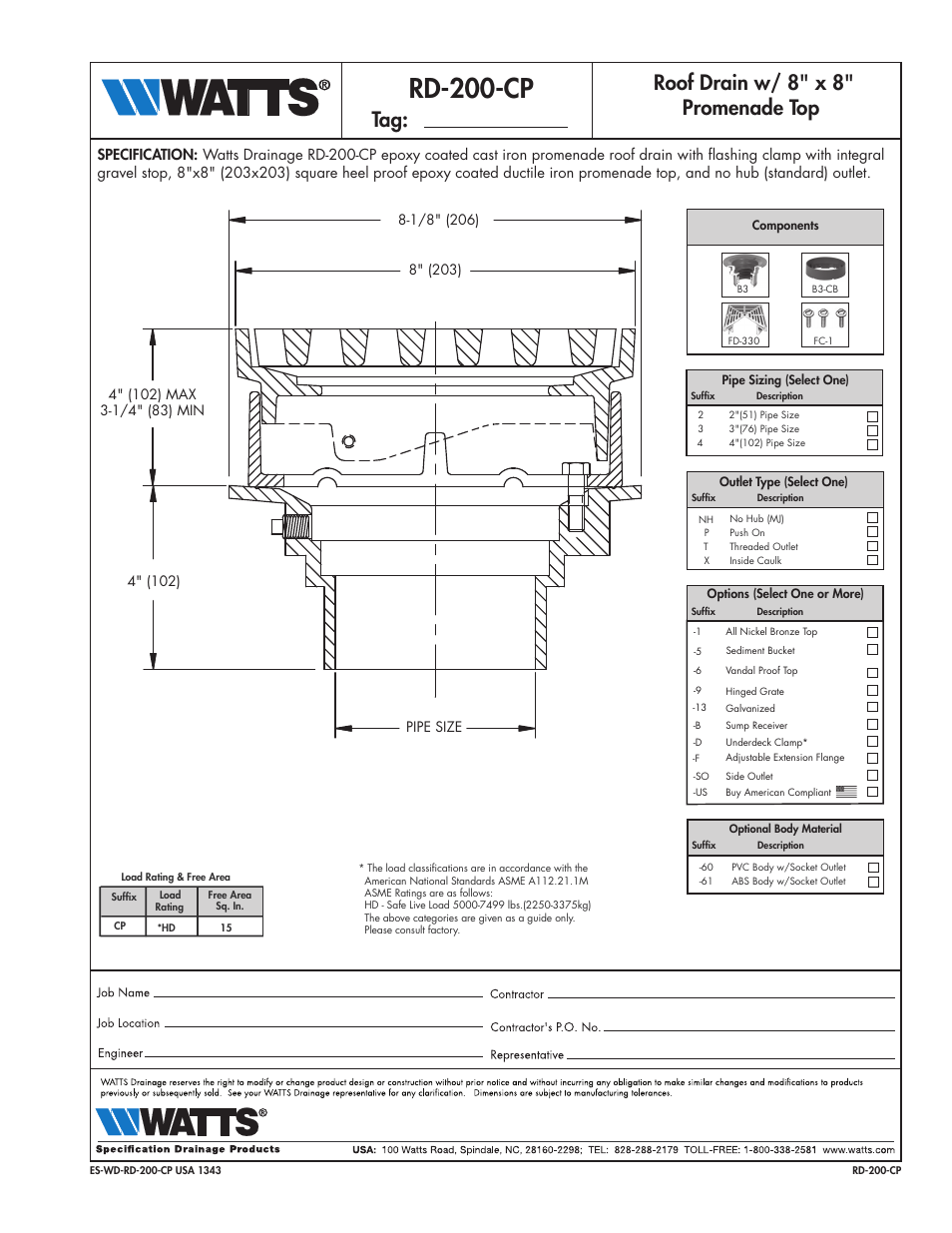 Watts RD-200-CP User Manual | 1 page