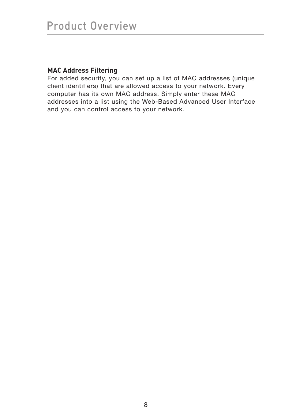 Product overview | Belkin Wireless G Travel Router F5D7233 User Manual | Page 10 / 85