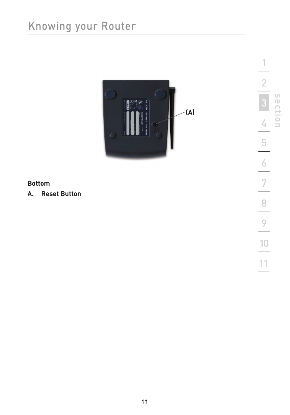 Knowing your router | Belkin Wireless G Travel Router F5D7233 User Manual | Page 13 / 85