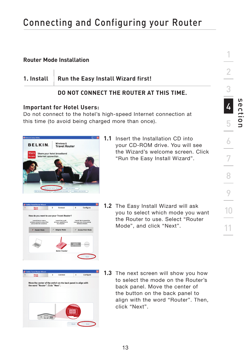 Connecting and configuring your router | Belkin Wireless G Travel Router F5D7233 User Manual | Page 15 / 85