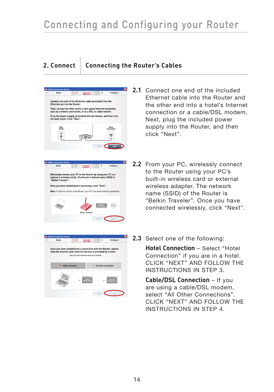 Connecting and configuring your router | Belkin Wireless G Travel Router F5D7233 User Manual | Page 16 / 85