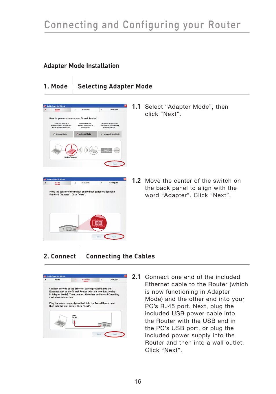 Connecting and configuring your router | Belkin Wireless G Travel Router F5D7233 User Manual | Page 18 / 85