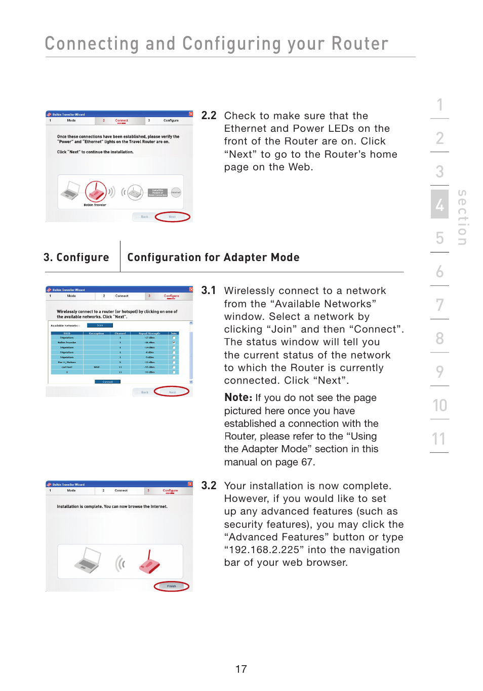 Connecting and configuring your router | Belkin Wireless G Travel Router F5D7233 User Manual | Page 19 / 85