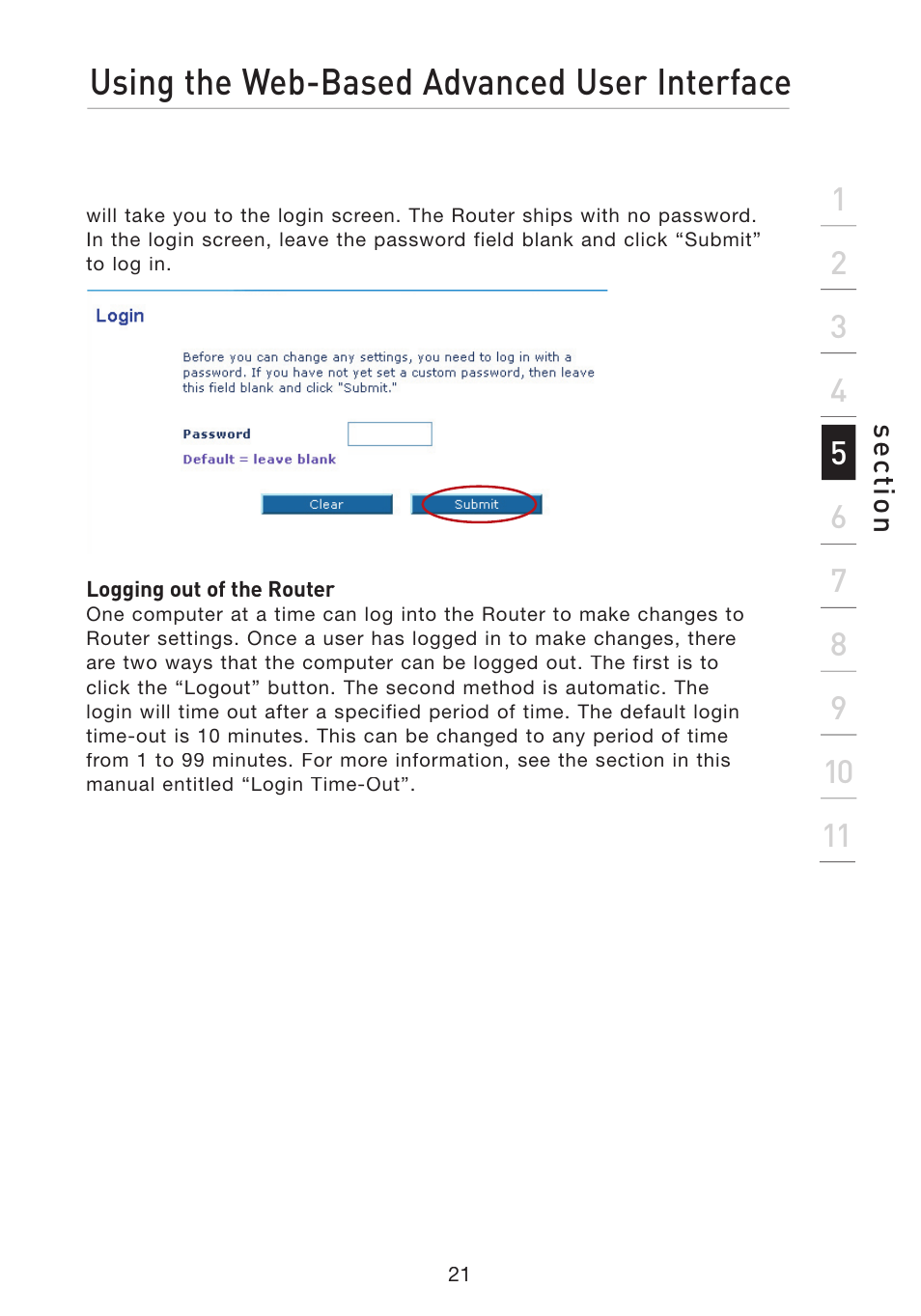 Using the web-based advanced user interface | Belkin Wireless G Travel Router F5D7233 User Manual | Page 23 / 85