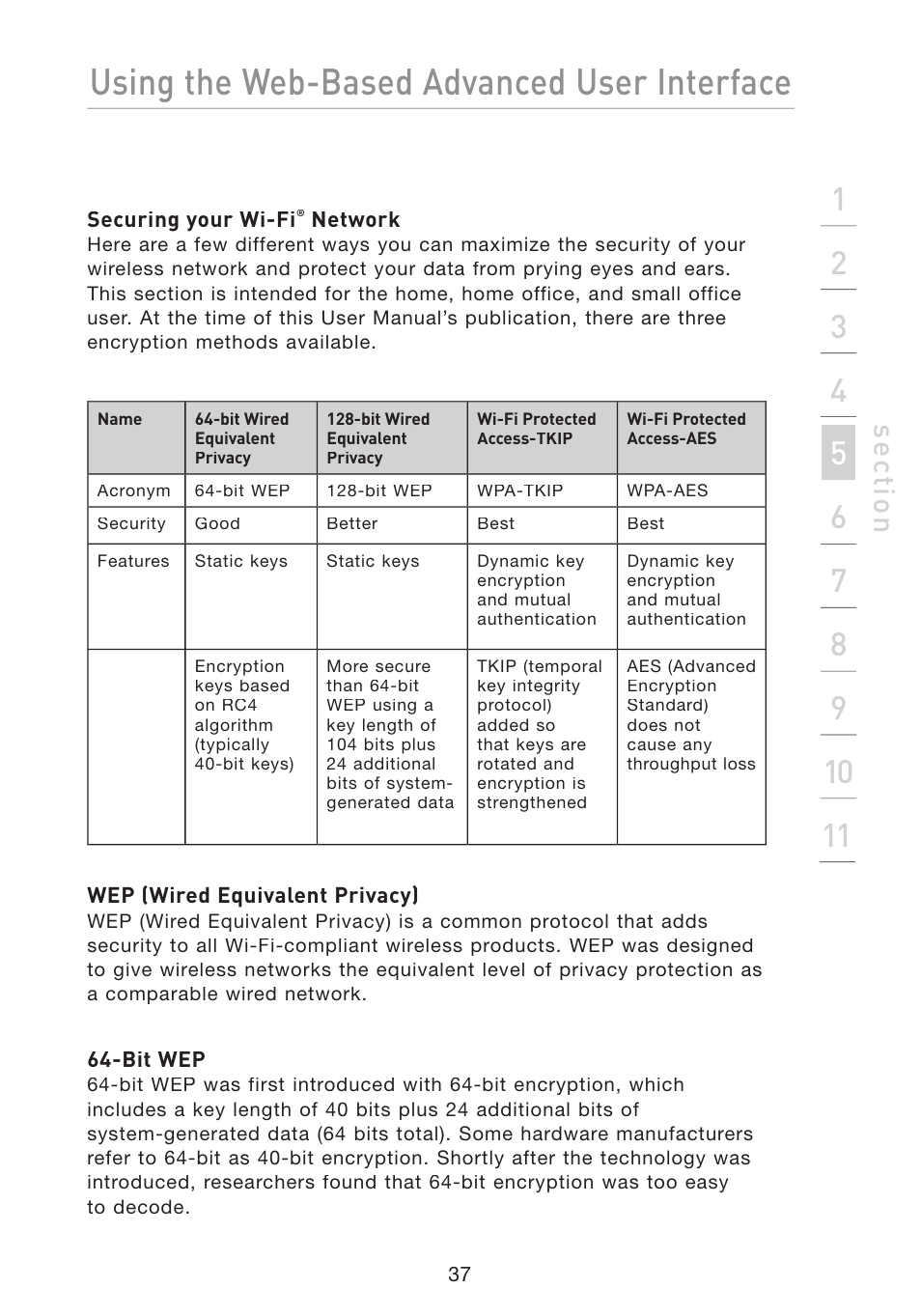 Using the web-based advanced user interface, Se ct io n | Belkin Wireless G Travel Router F5D7233 User Manual | Page 39 / 85