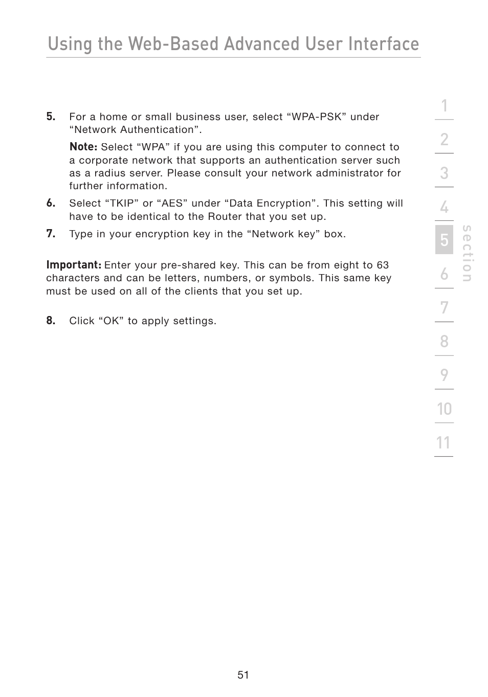 Using the web-based advanced user interface, Se ct io n | Belkin Wireless G Travel Router F5D7233 User Manual | Page 53 / 85