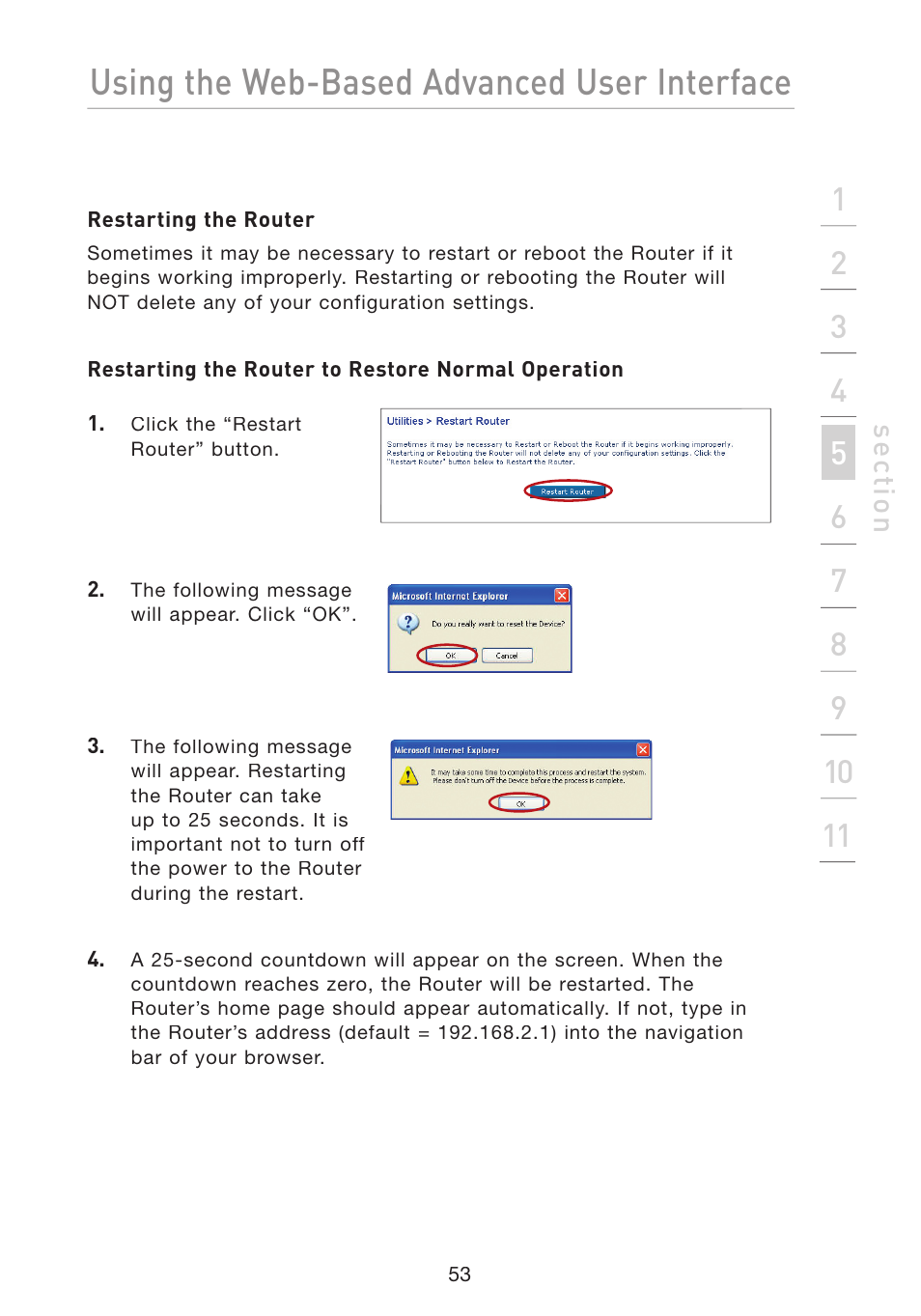 Using the web-based advanced user interface | Belkin Wireless G Travel Router F5D7233 User Manual | Page 55 / 85