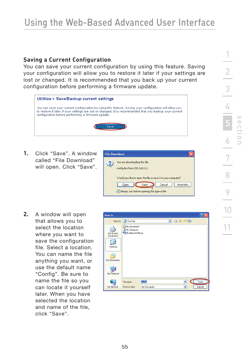 Using the web-based advanced user interface | Belkin Wireless G Travel Router F5D7233 User Manual | Page 57 / 85