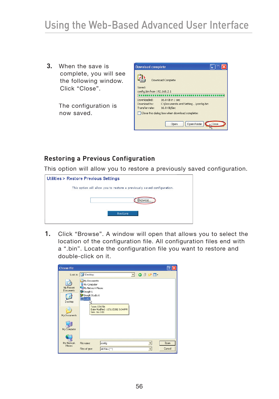 Using the web-based advanced user interface | Belkin Wireless G Travel Router F5D7233 User Manual | Page 58 / 85