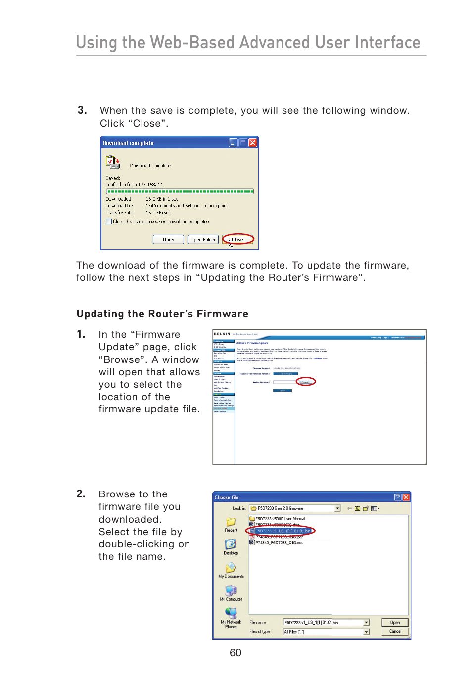 Using the web-based advanced user interface | Belkin Wireless G Travel Router F5D7233 User Manual | Page 62 / 85