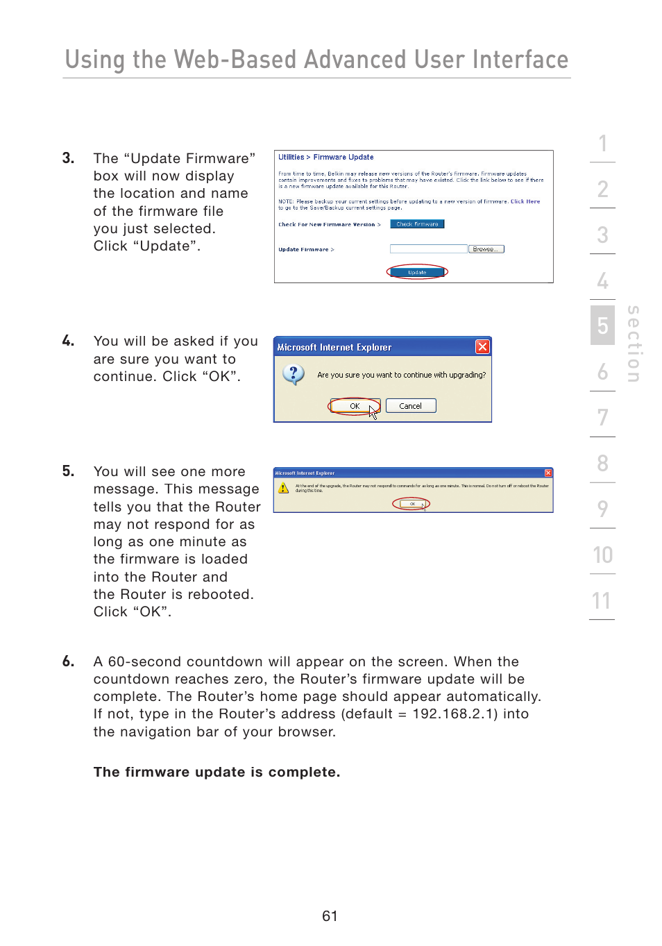 Using the web-based advanced user interface | Belkin Wireless G Travel Router F5D7233 User Manual | Page 63 / 85