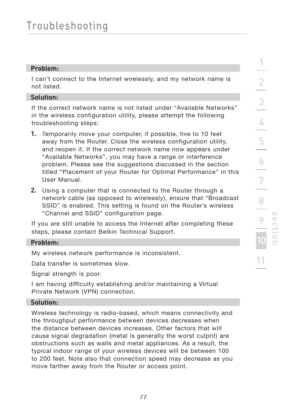 Troubleshooting | Belkin Wireless G Travel Router F5D7233 User Manual | Page 79 / 85