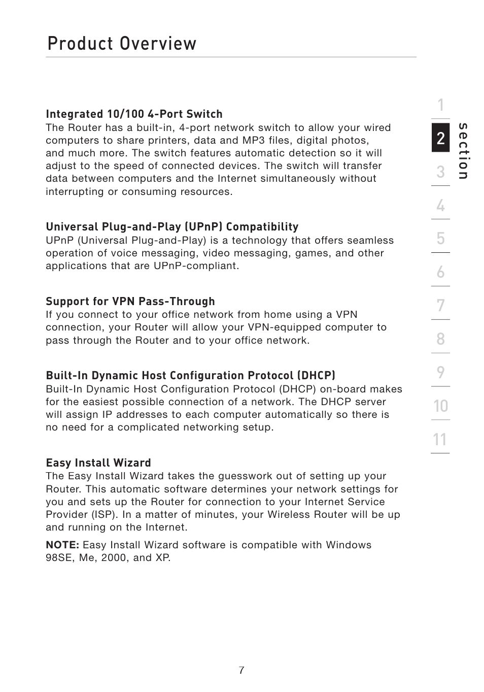 Product overview | Belkin Wireless G Travel Router F5D7233 User Manual | Page 9 / 85
