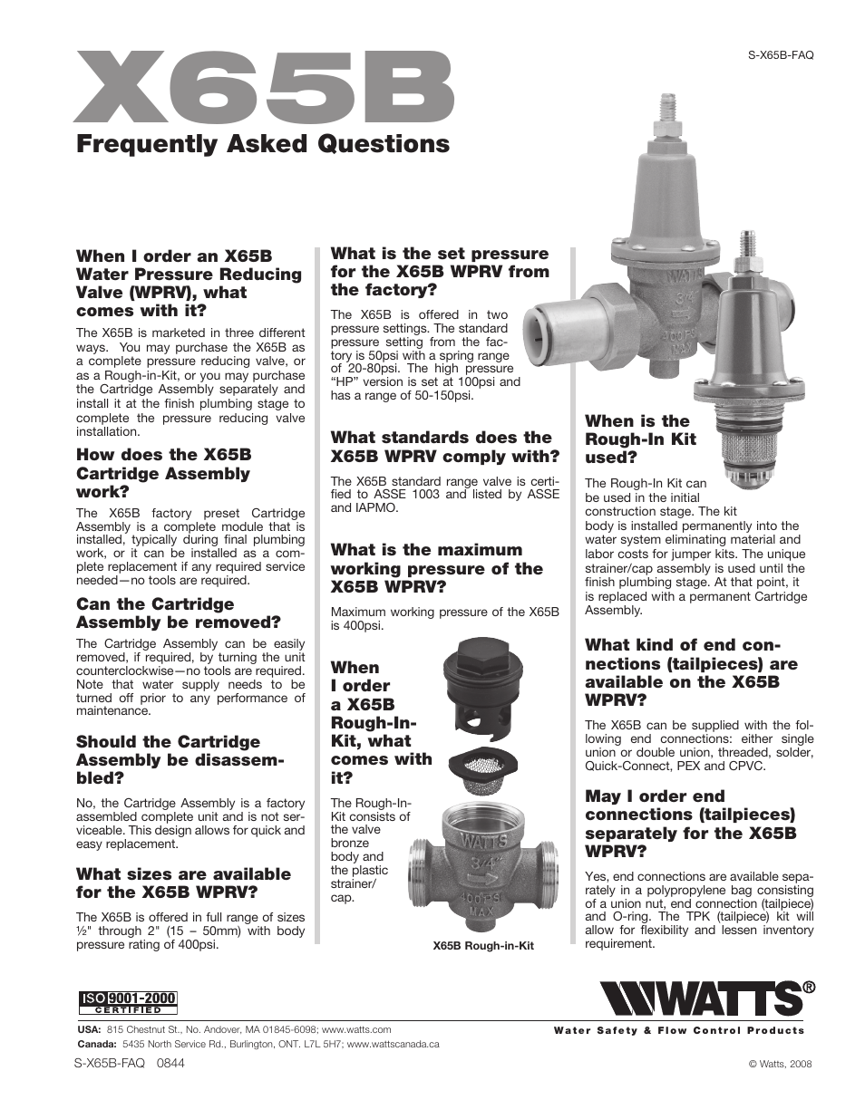 Watts LFX65B User Manual | 1 page