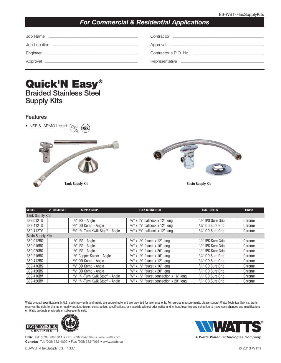 Watts 389 420BV User Manual | 1 page