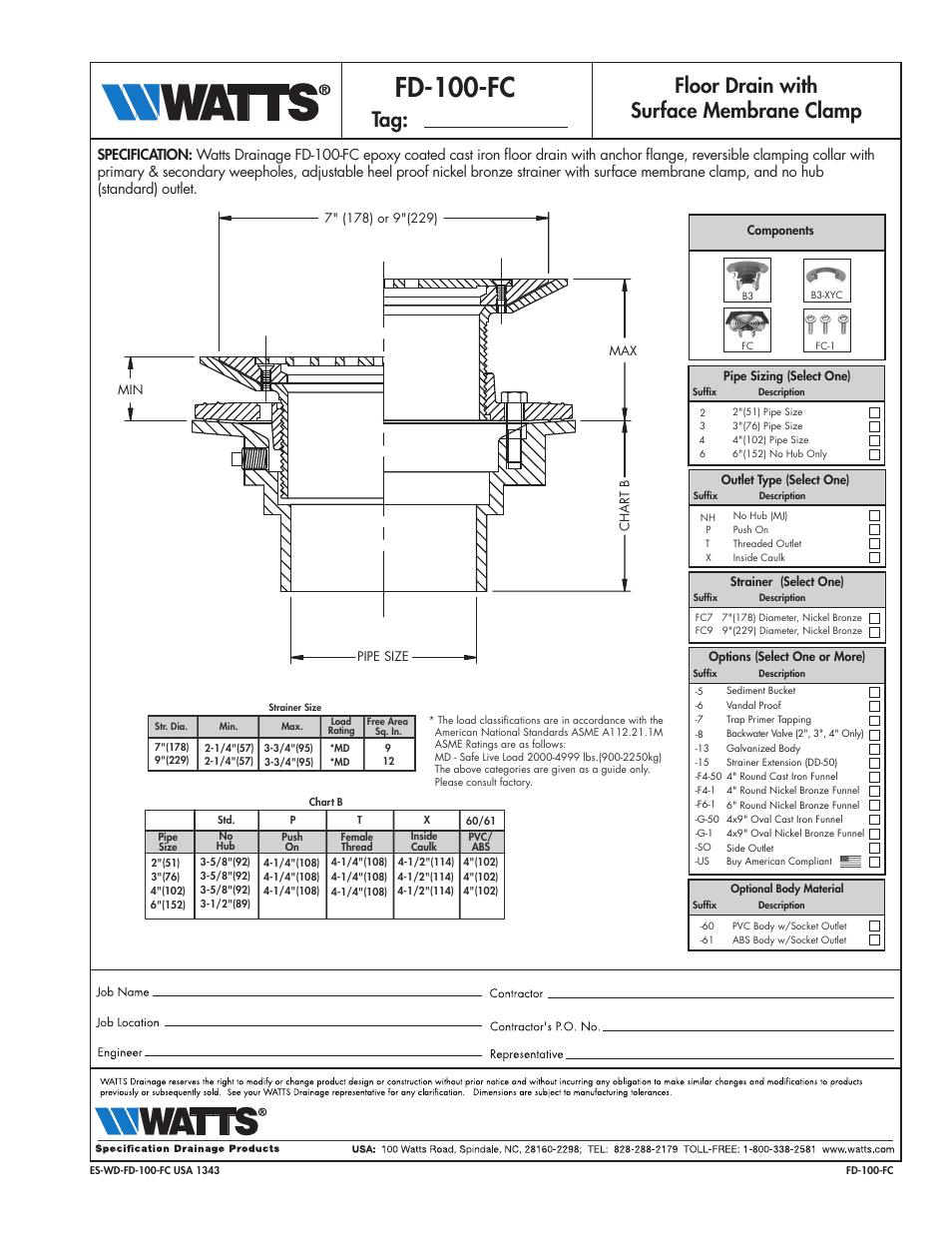 Watts FD-100-FC User Manual | 1 page