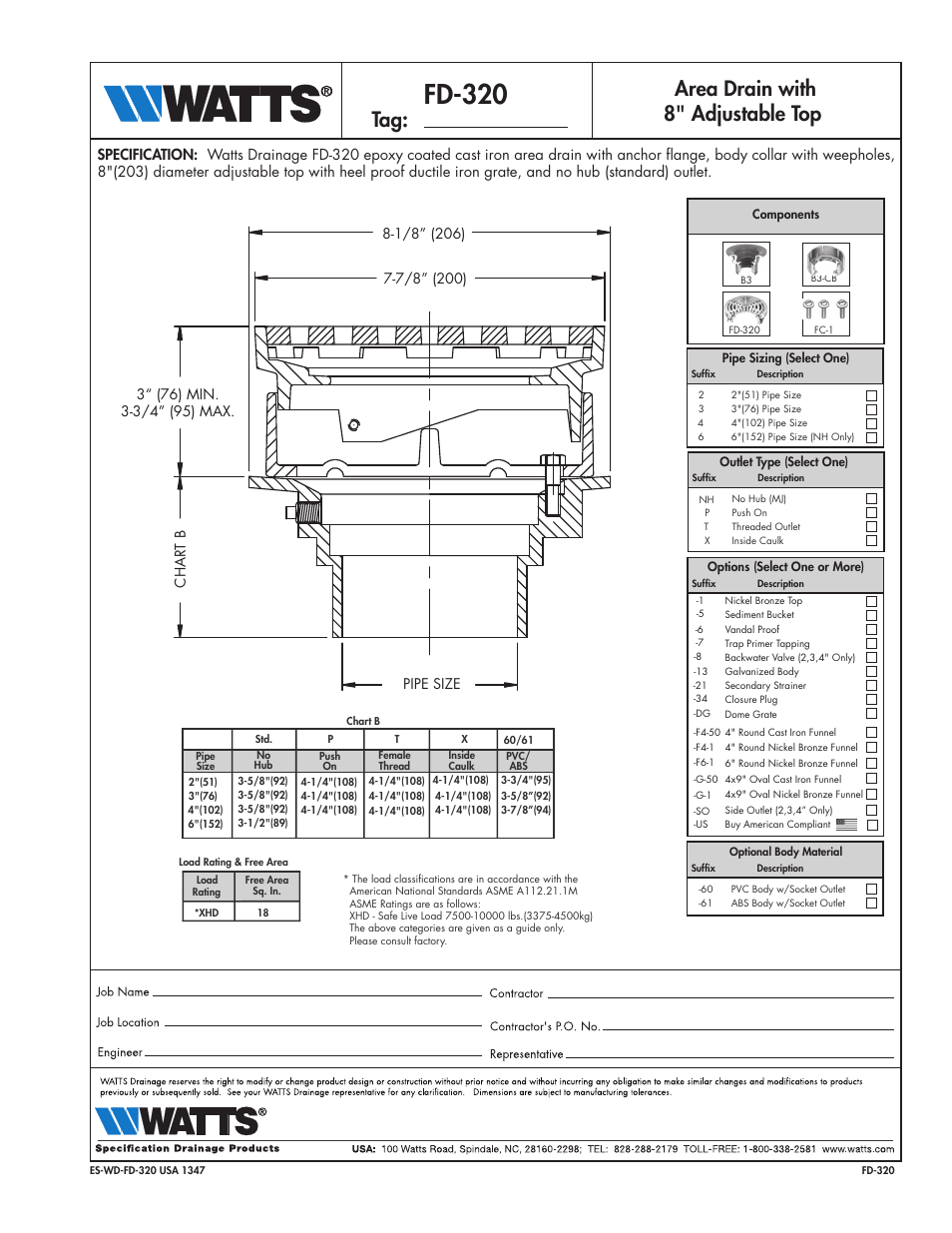 Watts FD-320 User Manual | 1 page