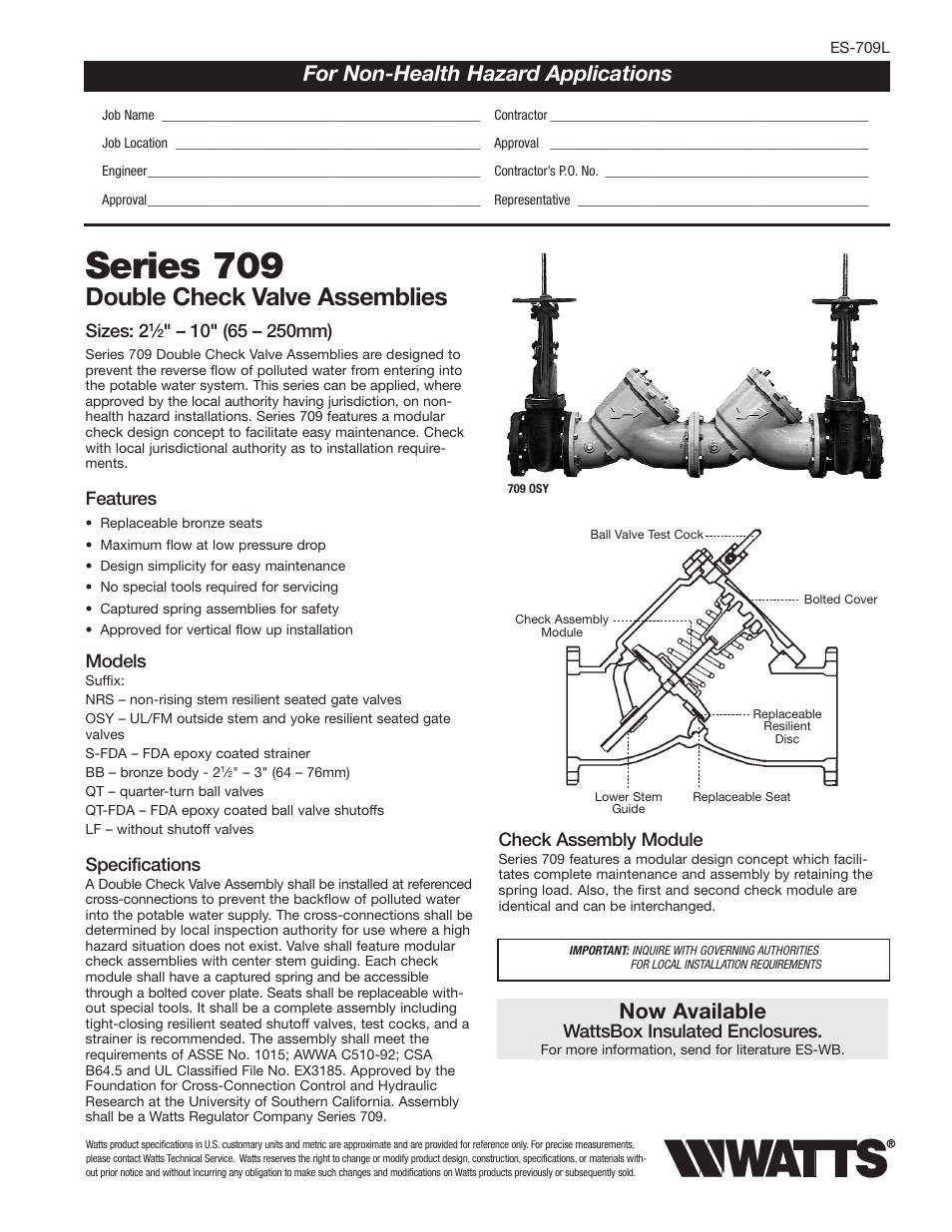 Watts 709 User Manual | 4 pages