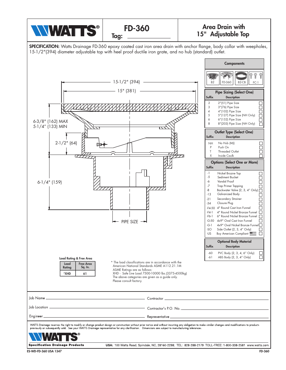 Watts FD-360 User Manual | 1 page