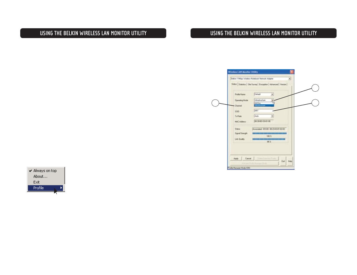 Using the belkin wireless lan monitor utility | Belkin F5D6020 User Manual | Page 12 / 15