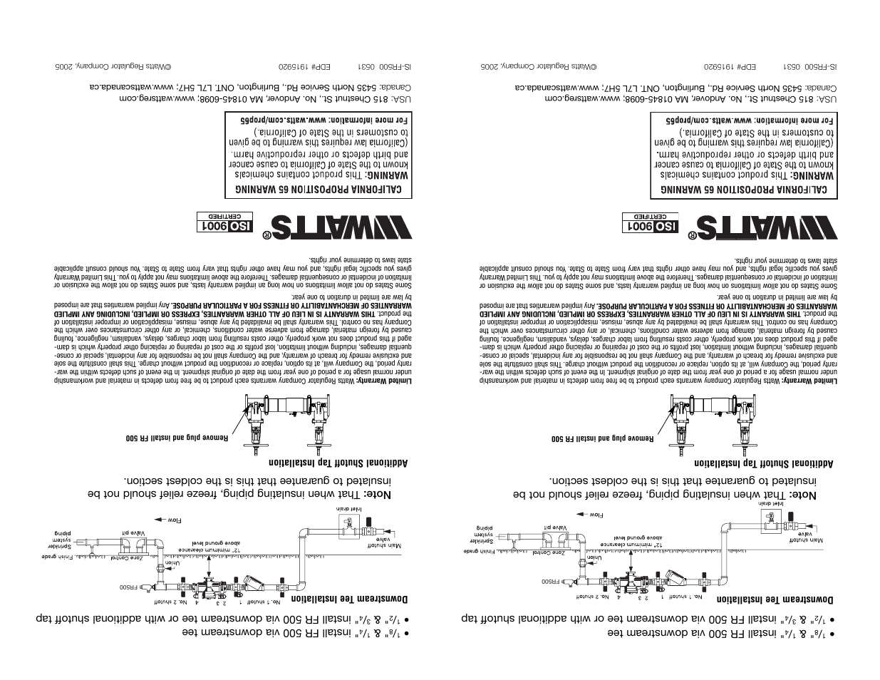 Watts FR 500 User Manual | Page 2 / 2