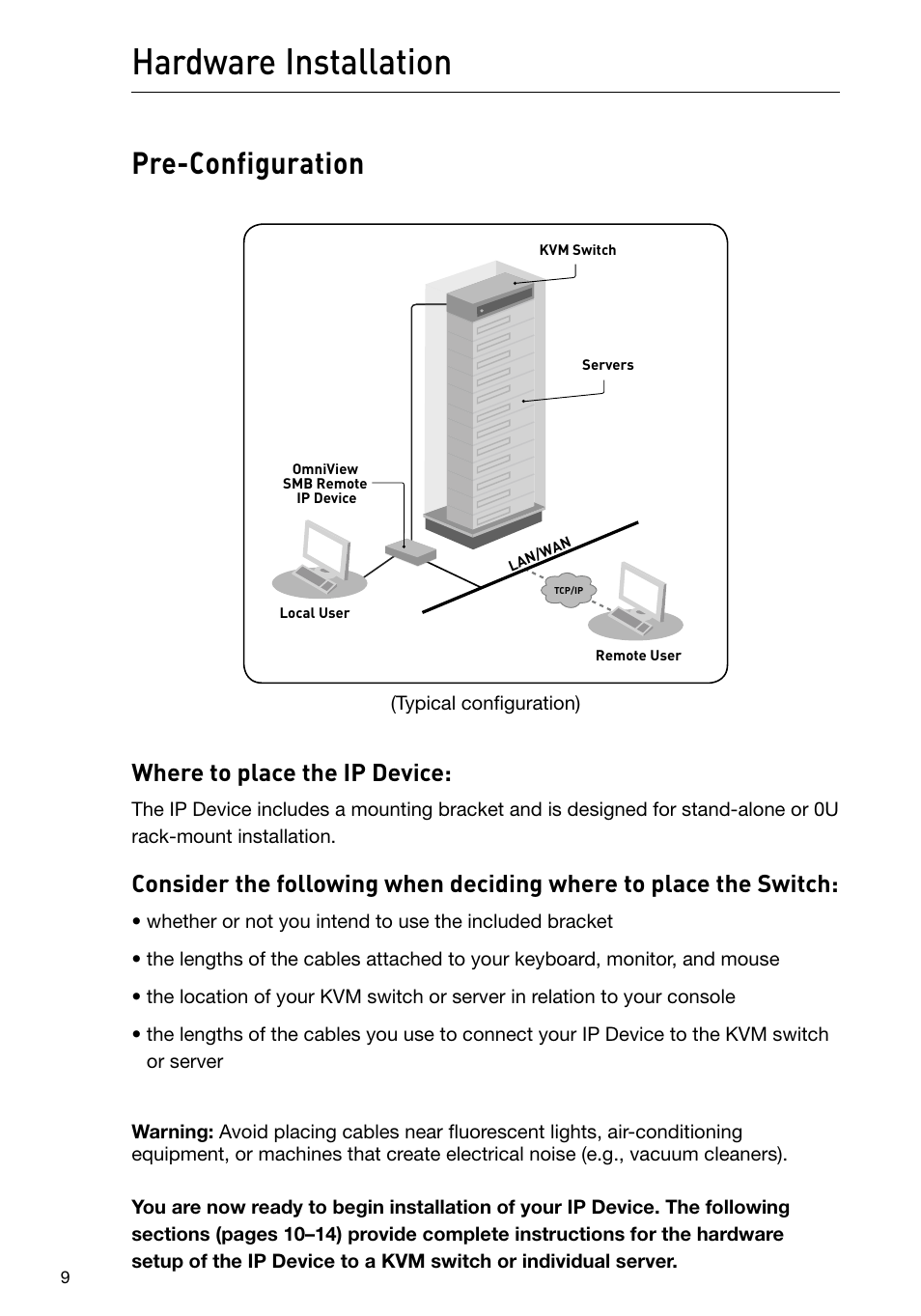 Hardware installation, Pre-configuration, Where to place the ip device | Belkin F1DP101M User Manual | Page 12 / 56