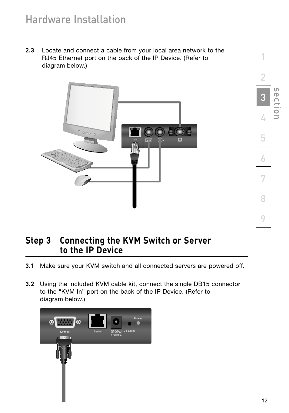 Hardware installation, Se ct io n | Belkin F1DP101M User Manual | Page 15 / 56