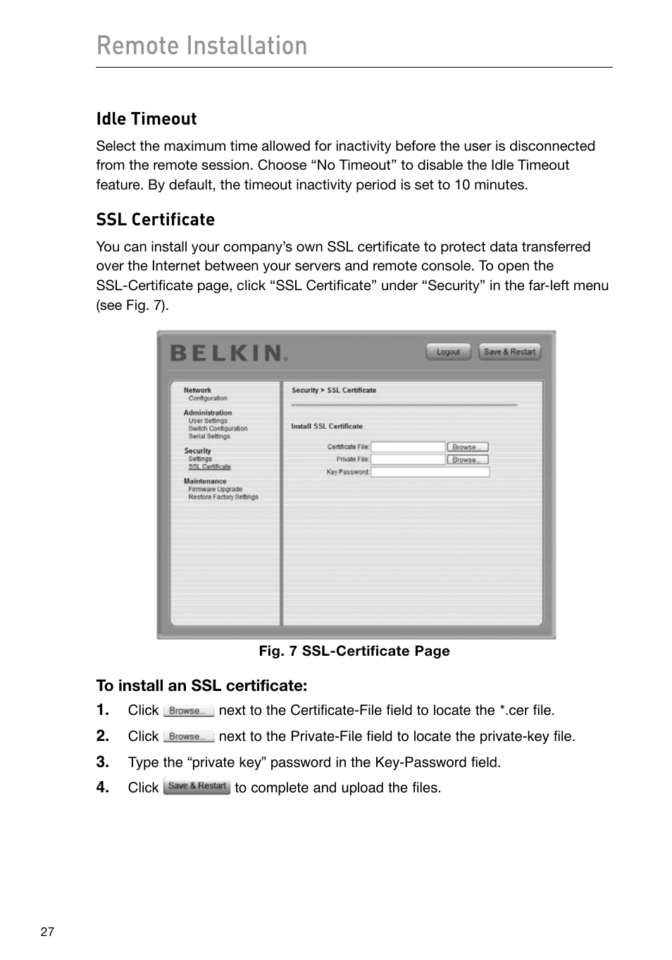 Remote installation | Belkin F1DP101M User Manual | Page 30 / 56