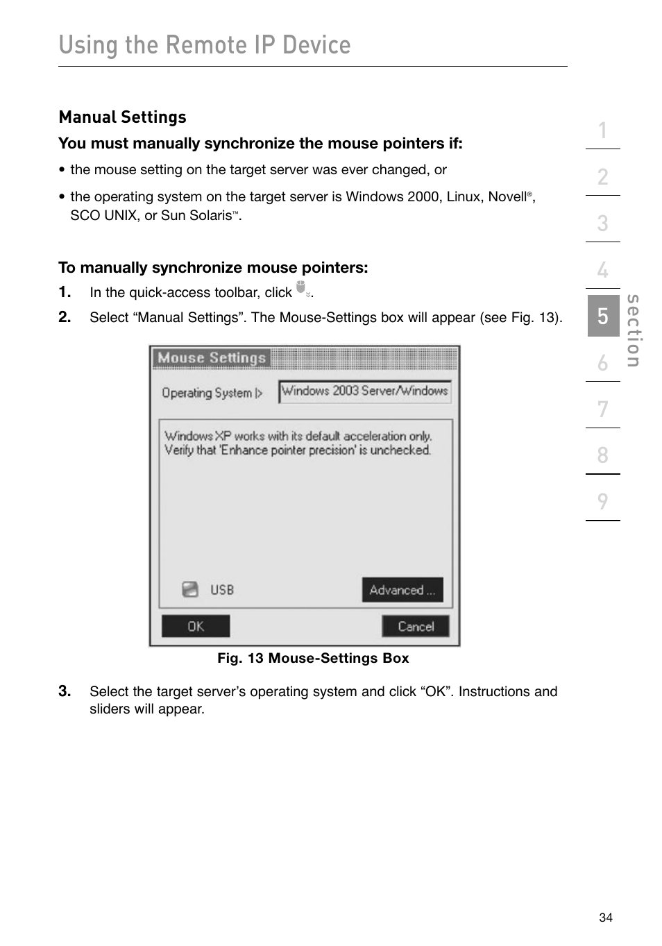 Using the remote ip device, Se ct io n | Belkin F1DP101M User Manual | Page 37 / 56