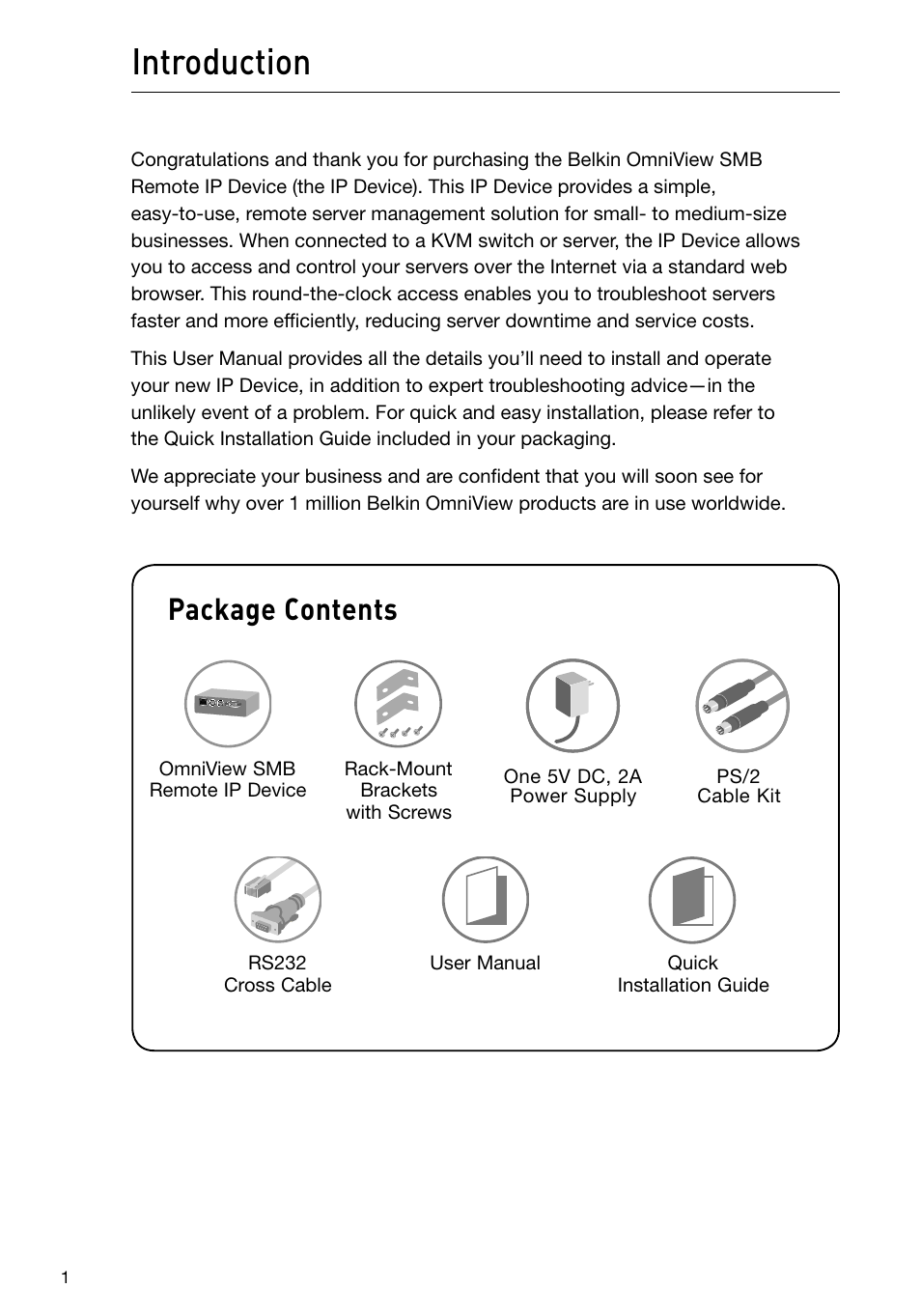 Introduction, Package contents | Belkin F1DP101M User Manual | Page 4 / 56