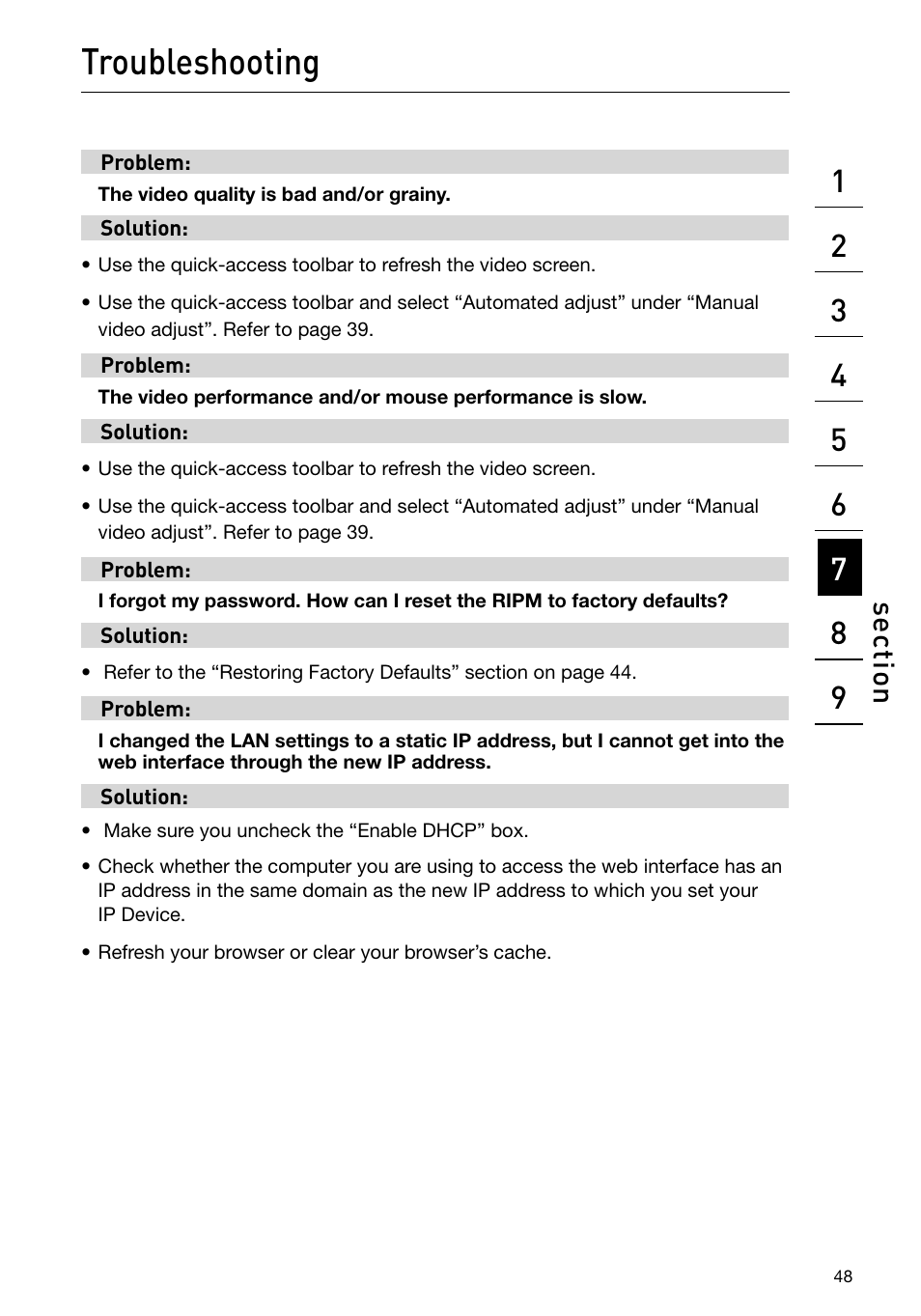 Troubleshooting, Se ct io n | Belkin F1DP101M User Manual | Page 51 / 56