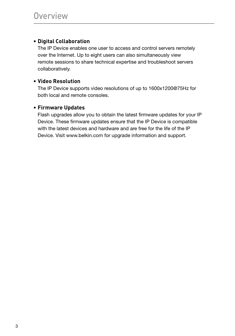 Overview | Belkin F1DP101M User Manual | Page 6 / 56